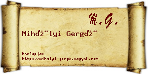 Mihályi Gergő névjegykártya